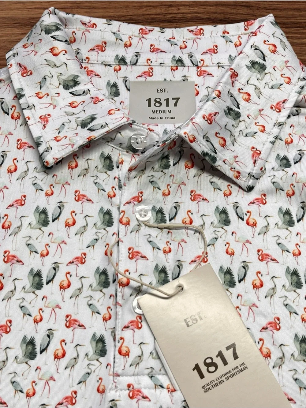 EST. 1817 Men’s White Performance Golf Polo. Medium - Picture 4 of 9